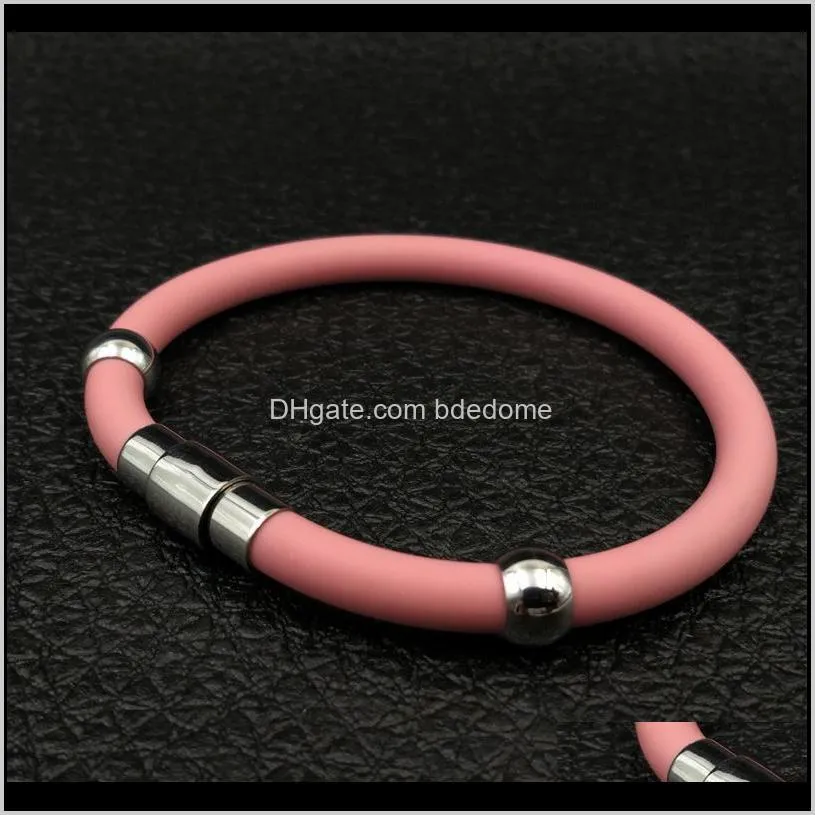 fast shipping stainless steel small magnetic clip silicone bracelet negative ion health movement energy bracelet