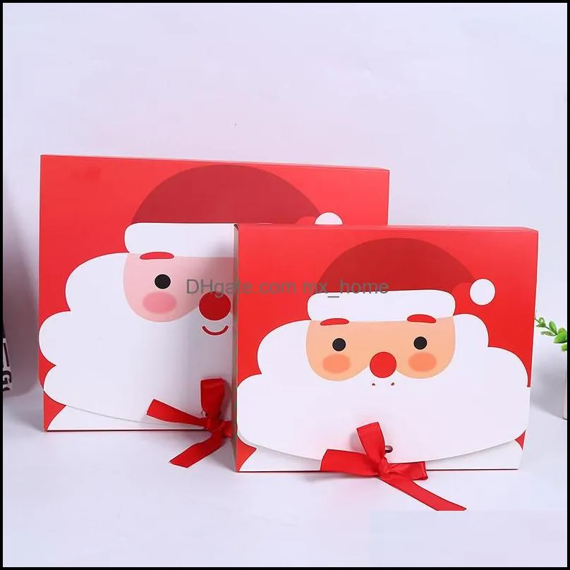 Christmas Eve Big Gift Box Santa Claus Fairy Design Kraft Paper Card Present Party Favor Activity Red Green Gifts Package Boxes