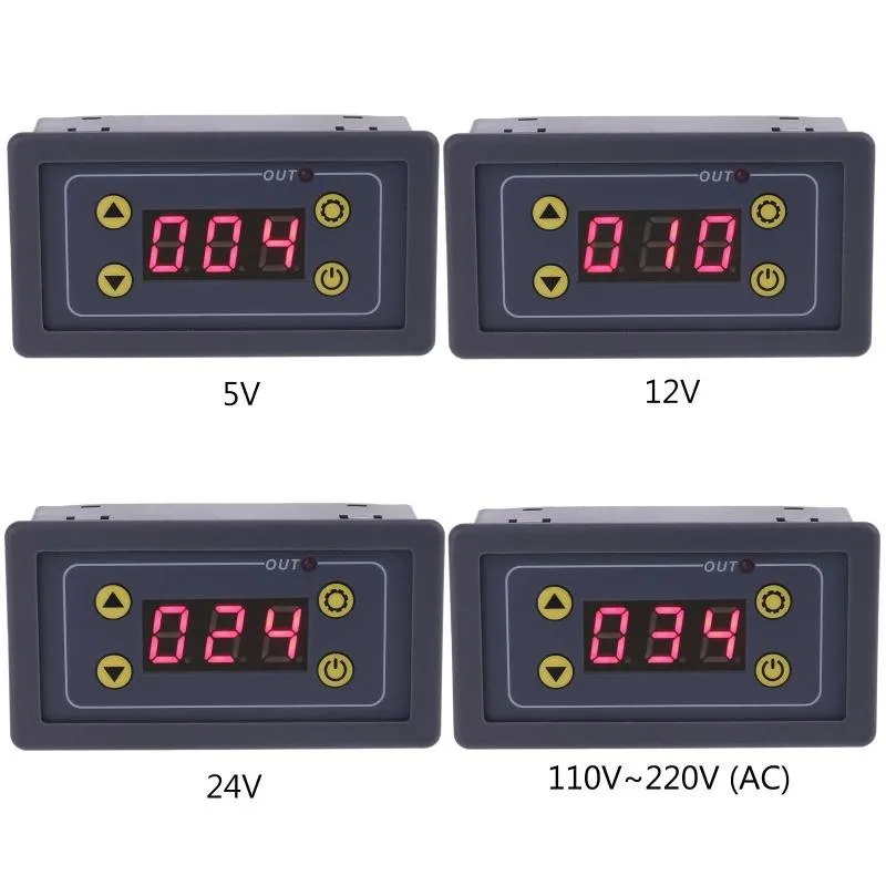 TIMERS 5-24VDC 110V-220VAC LED Display Digital tidsfördröjningsrelä Modul Tidscykel Timerkontrollomkopplare