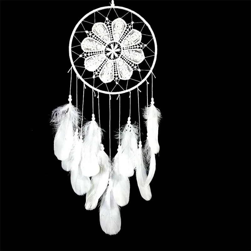 Goose Feather Lace Fashion Arts and Crafts Dream Catcher Hem Inredning Fjädrar Vehicle Pendant Lle10488