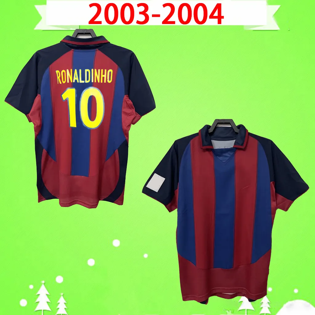 #10 Ronaldinho 2003 2004 Retro voetbalshirts thuis klassiek vintage voetbalshirt #19 Xavi Deco Gudjohnsen 03 04 Camiseta de futbol S-2XL