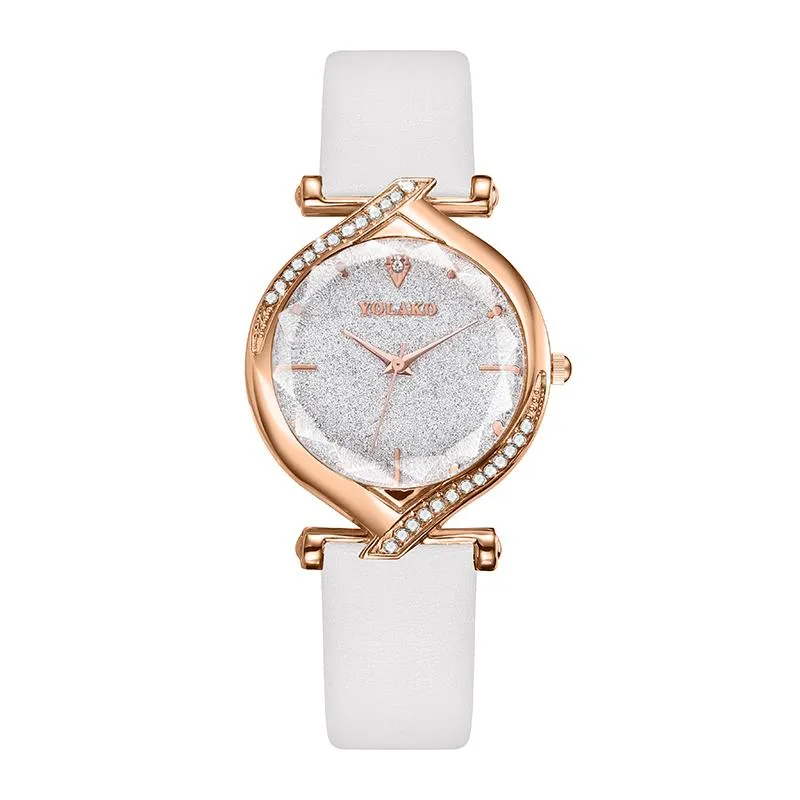 Montres-bracelets RoseGold Ceinture Cadran Créatif Femmes Montre De Mode Strass En Cuir Bijoux Quartz Montre-Bracelet Femme Horloge Cadeau Relogio Feminino