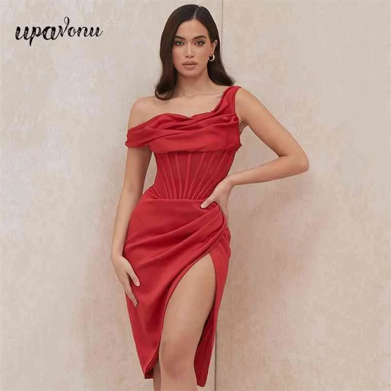 Burgundy Satin high slit dress with Card Shoulder Straps and Split Bodycon Halter for Women - Perfect for Club Nights and Parties (210524)