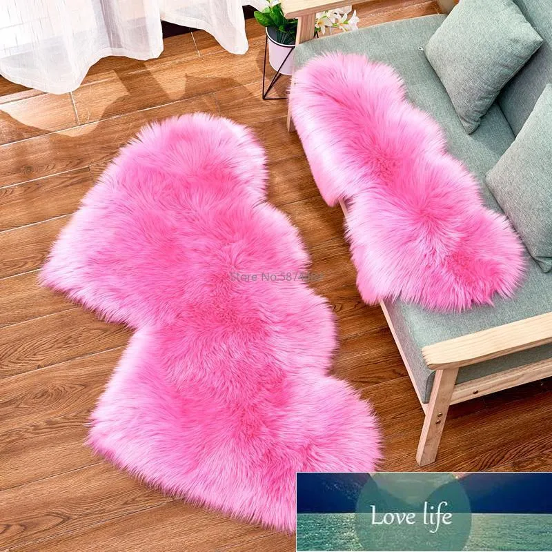 Living Room Fluffy Plush Area Rug Faux Fur Carpet Double Heart Artificial Wool Sheepskin Rugs Shaggy Carpets Bedroom Sofa Mats1 Factory price expert design Quality