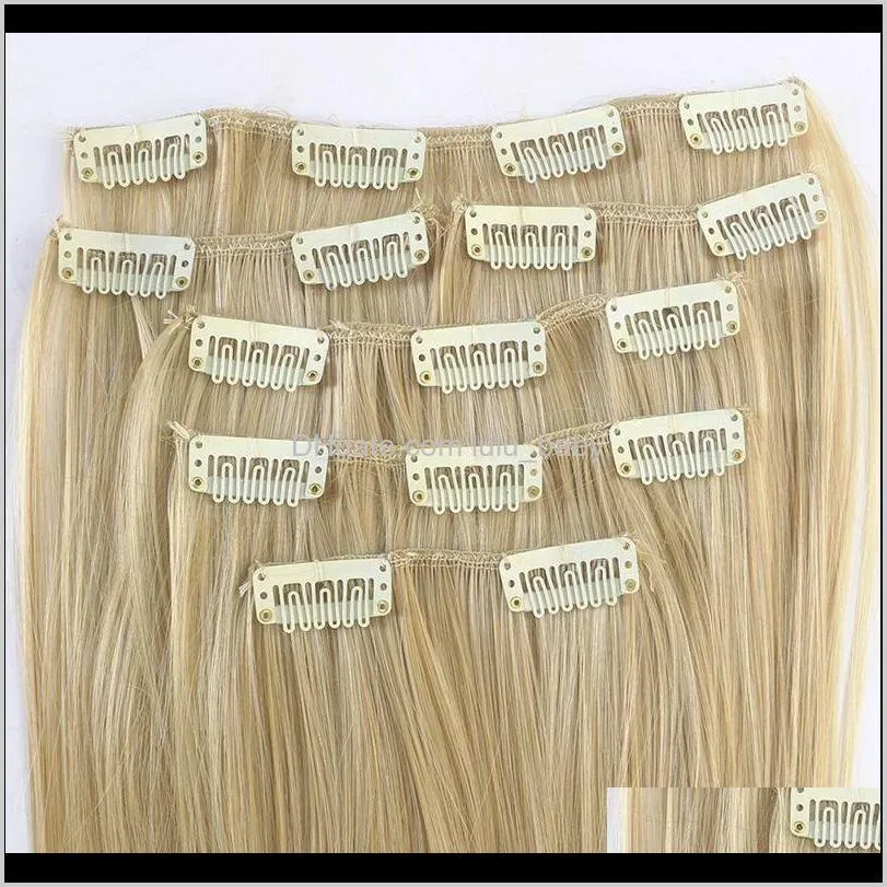 z&f fashion 24 inch synthetic curly wavy clips in/on nature color hair extension straight hair pieces charming
