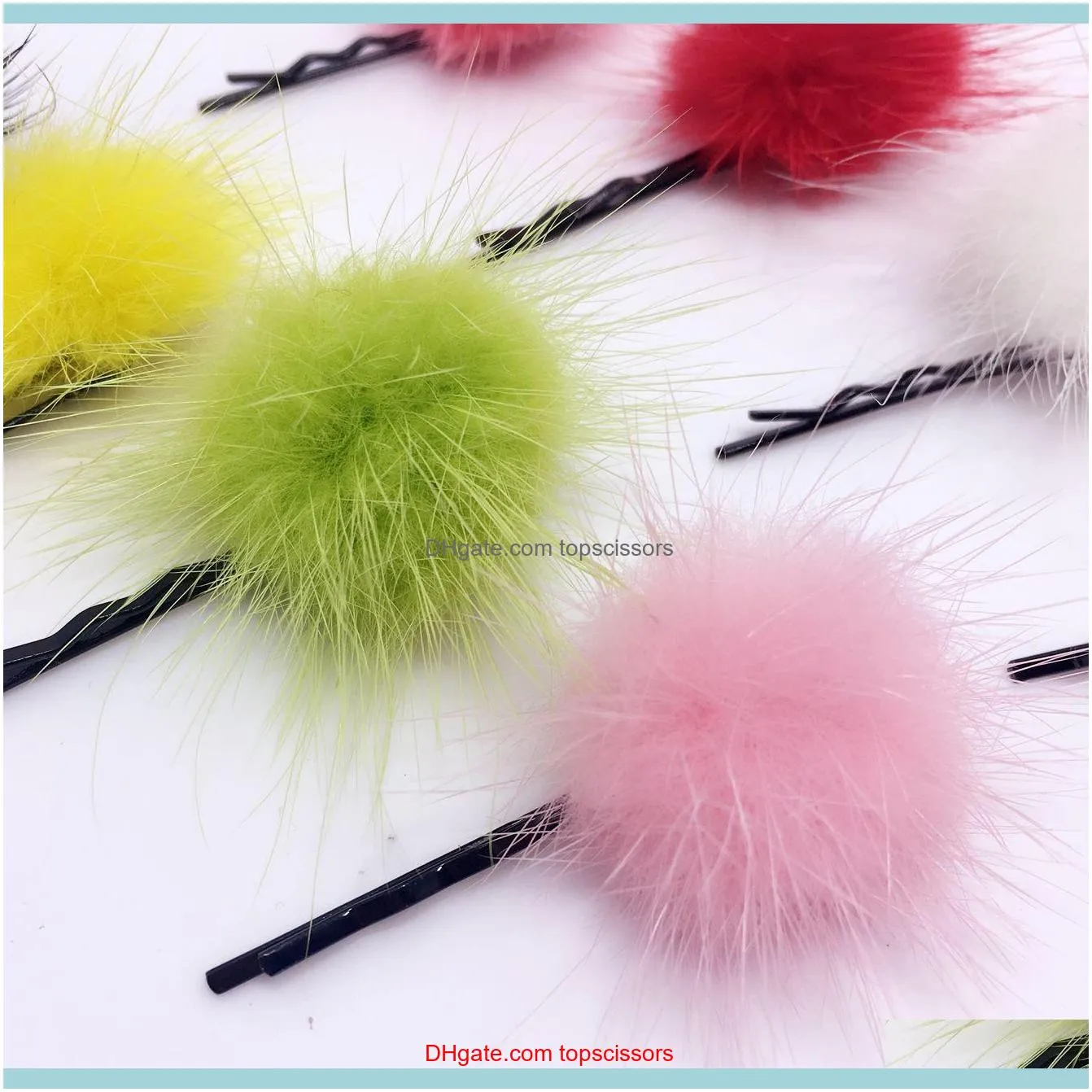 The New South Korean children adult mink hair hair clip Plush hairpin lovely hair ball ring Tousheng South Korea version