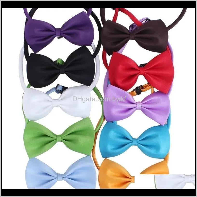 mix colors wholesale 100pcs/lot pet grooming accessories rabbit cat dog bow tie adjustable bowtie multicolor polyester & cotton 201128