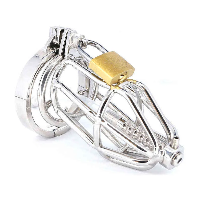 NXYCockrings Stainless Steel Chastity Cage Cock With Urethral Catheter Lock Ring Delay Ejaculation BDSM Sex Toys For Men C023/C025 1124