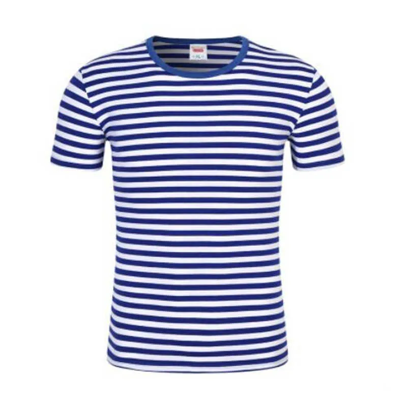 Manlig bomullskjorta Tillverkare Direktförsäljning Mäns Striped Kortärmad T-tee Top Spot Partihandel och Retail S-4XL 210629