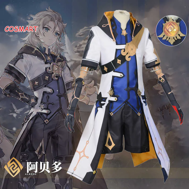 Anime Genshin Impact Albedo Cosplay Costume Game Suit Uniform Halloween Outfit For Men New 2020 Y0903