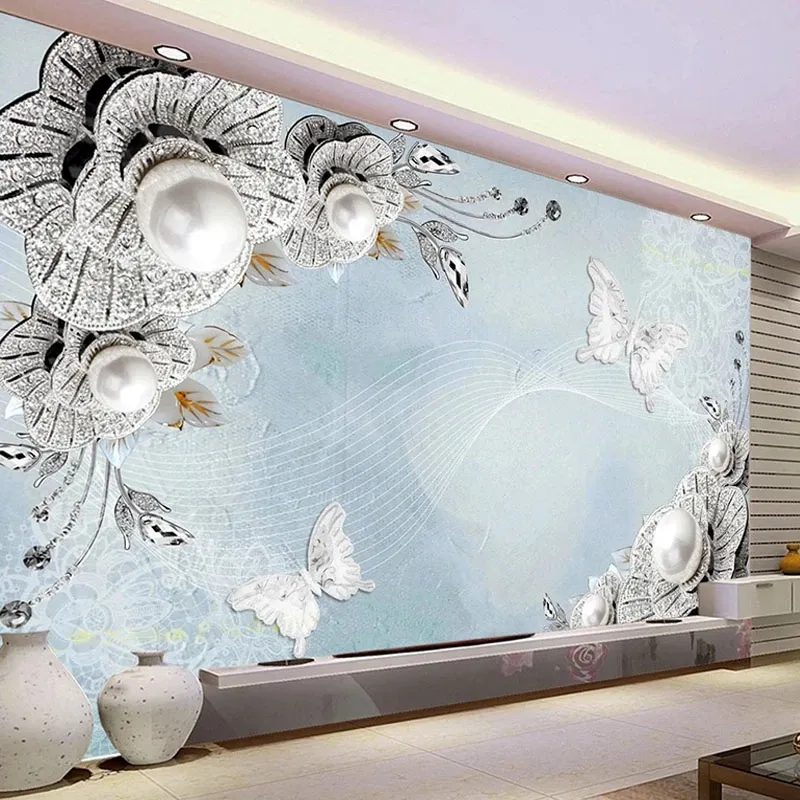 Papier peint 3D personnalisé style européen bijoux fleurs photo peintures murales salon télévision canapé chambre arrière-plan étanche