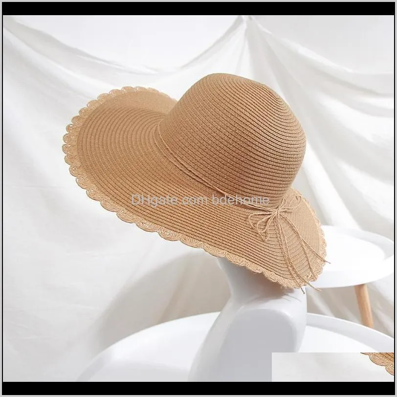 straw hat female summer along pearl bow knot big brim hat korean travel beach sunscreen fashion hats for women