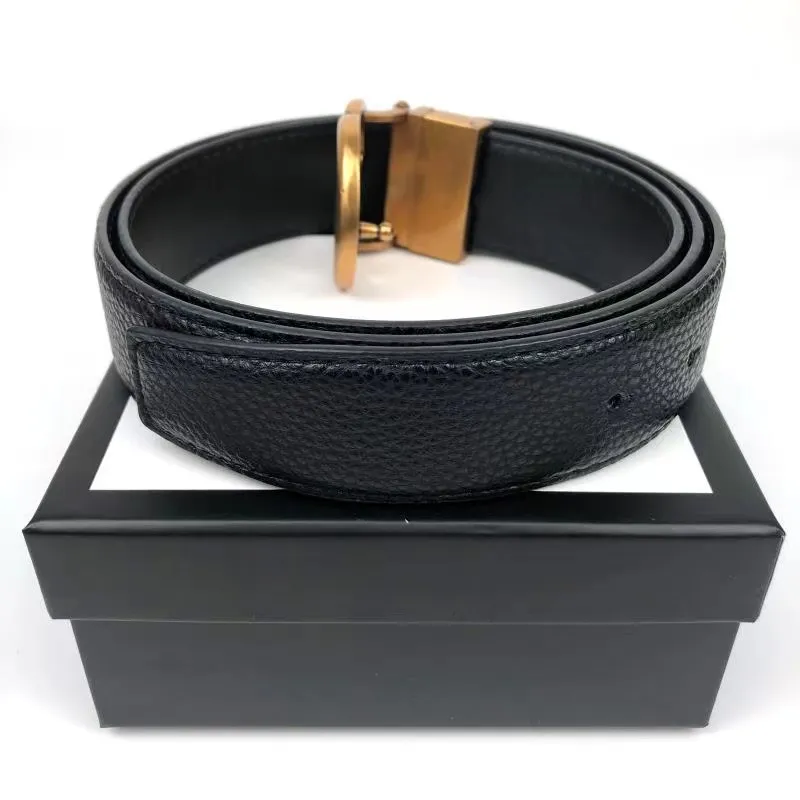 Designer-Gürtel für Damen und Herren, hochwertiges echtes Leder, bronzefarbene Schnalle, Gürtel Cinturones de Diseño, Breite 3,4 cm, mit Box