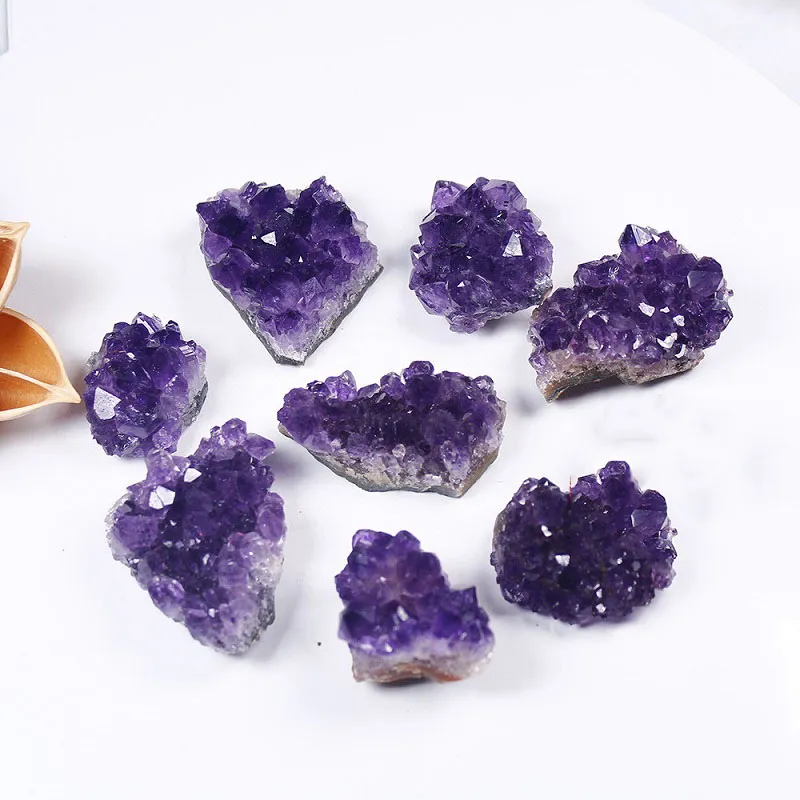 10-70g 30-50mm 자수정 홈 장식 Geode 천연 크리스탈 석영 스톤 완드 포인트 에너지 치유 미네랄 스톤 락