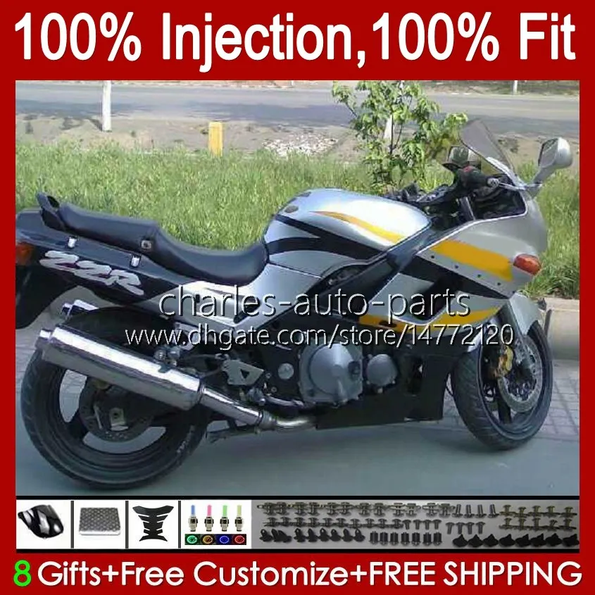 Kawasaki Ninja Zzr-400 ZZR-600 ZZR-400 ZZR-600 ZZR400 93 94 95 96 96 94 99 00 84HC.13 ZZR600 ZZR 600 400 2001 2002 2003 2004 2005 2006 2007 OEM 바디 키트 은빛 옐로우