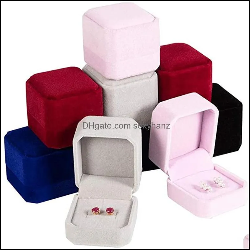 Square Jewelry Boxes Ring Earrings Pendant Collection Organizer Holder Wedding Engagement Gift Packaging Box Cases GWE11766