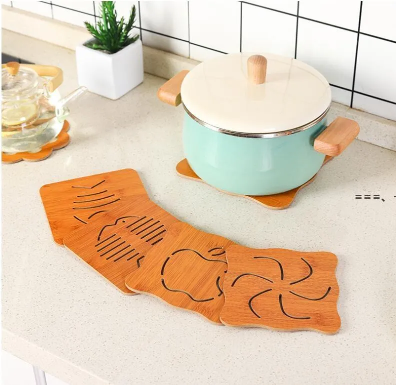 Neuewood-Untersetzer trinken hitzebeständige Pads für Gerichte Topfschüssel Teekanne Tasse Fischknochen Durable Katze Cartoon Küchentisch Untersetzer RRB12448