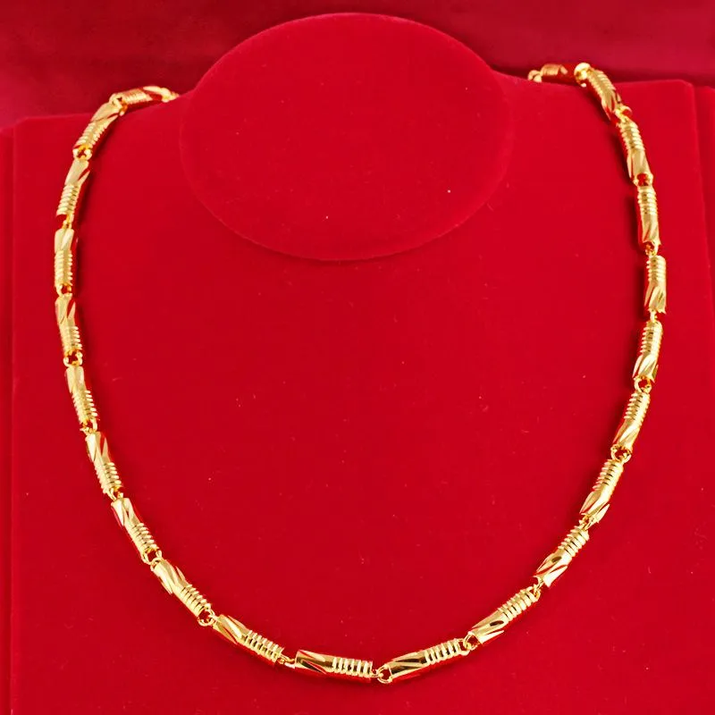 الكلاسيكية 18 كيلو الذهب الأصفر مطلي قلادة للرجال الصلبة حبة شكل سلسلة الزفاف الاشتباك المجوهرات هدايا 2021 سلاسل الاتجاه