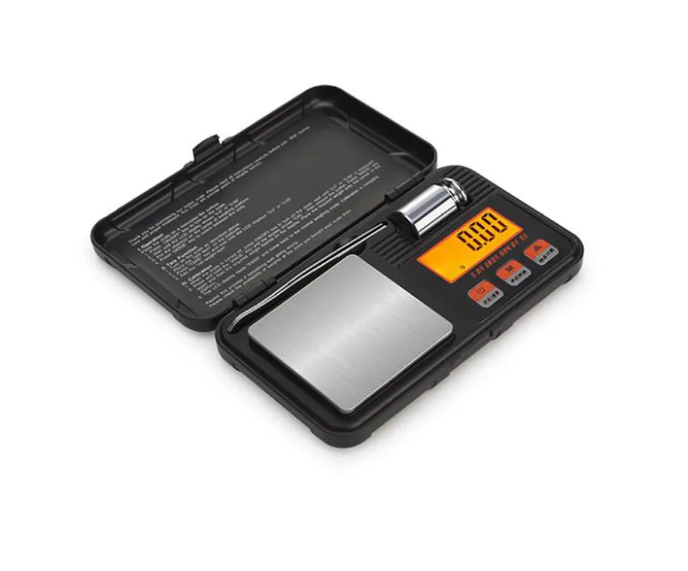 Digital pocket 50g x 0,001g 200 g gramskala, med enhetsomvandling och LCD-skärm, Tarefunktion för mat, smycken, medicin, kaffe