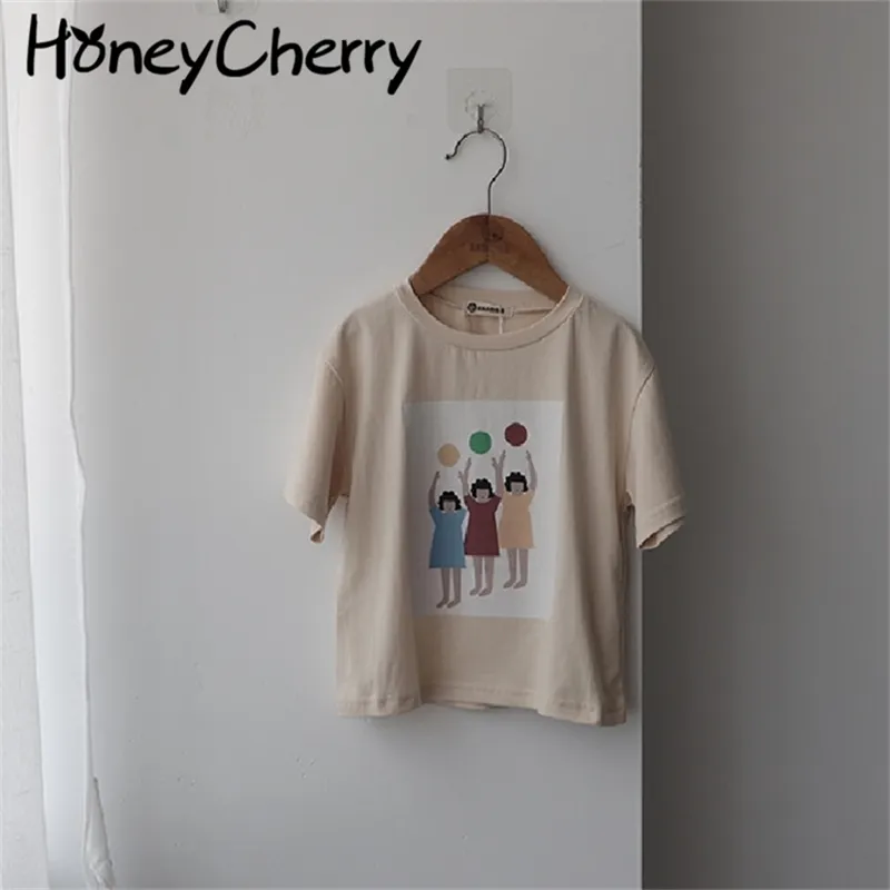 Letnie drukowane chłopcy i dziewczęta krótki rękaw koszulka baby topy berbeć chłopiec ubrania koszulki 210702