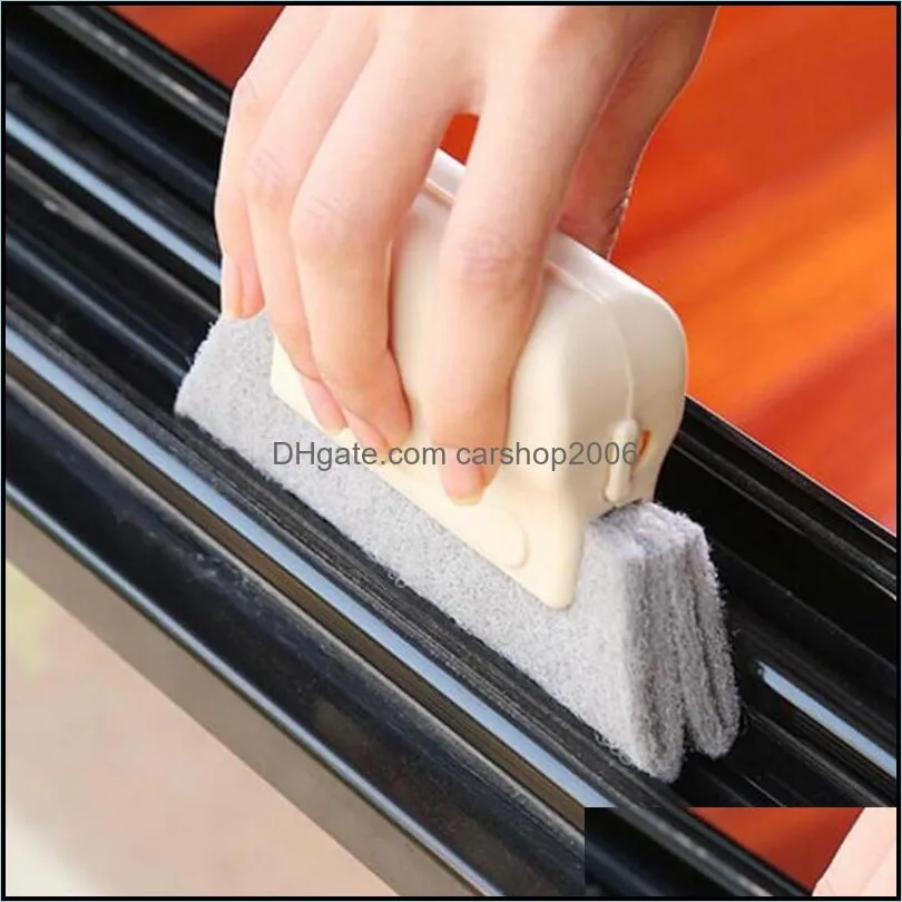 Window Groove Cleaning Brush Hand-held Crevice Cleaner Tools Fixed Brush Head Design Scouring Pad Material Window Slides and Gaps