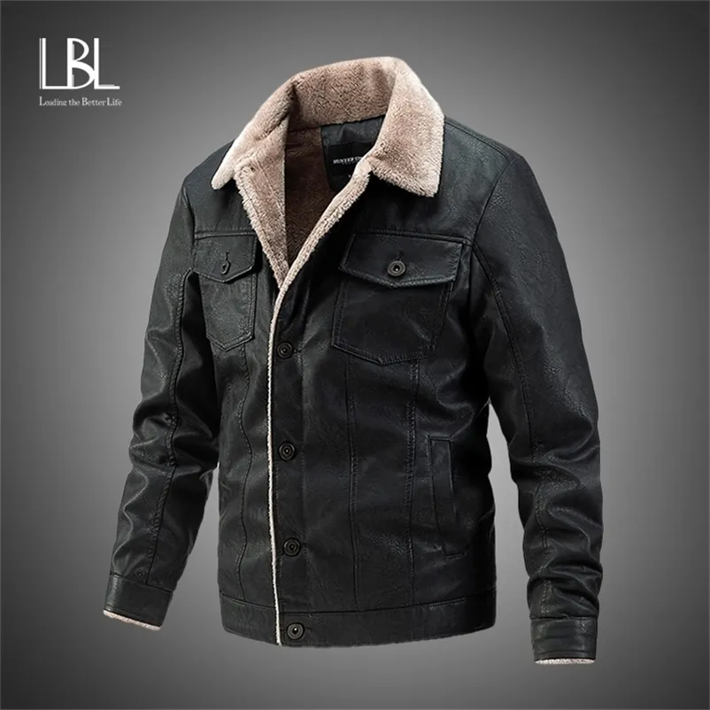 Erkek Motosiklet Ceket Sonbahar Kış Erkekler Faux PU Deri Ceketler Rahat Nakış Biker Coat Fermuar Polar Ceket 211110