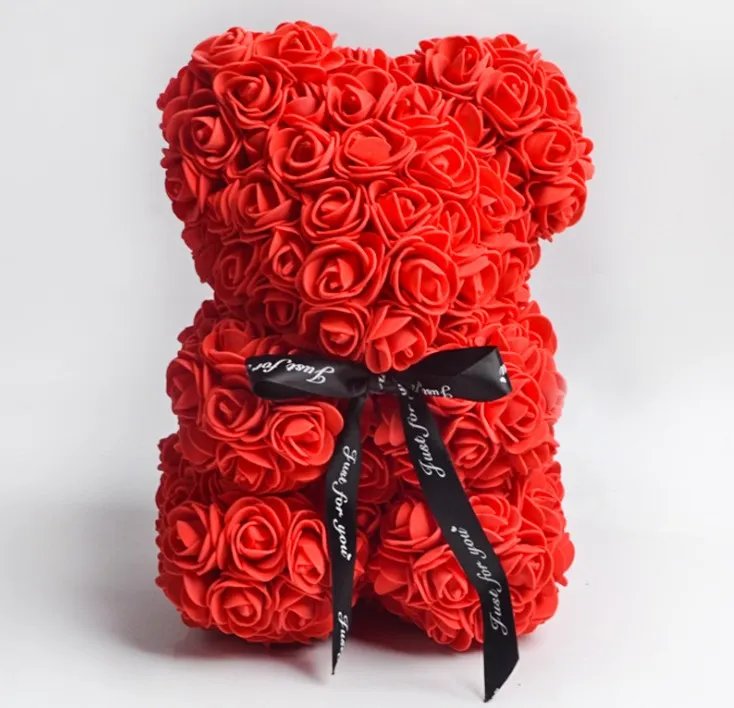 Regalo del Día de San Valentín PE Rosa flor oso juguetes rellenos llenos de amor romántico osos de peluche muñeca linda novia niños presente