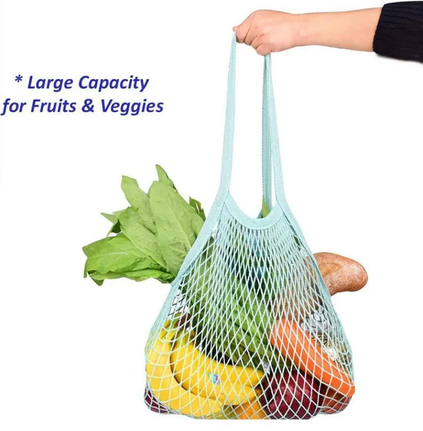 Shopping Bag Handtassen Shopper Tote Mesh Netto Geweven katoen String Herusables Fruit Opbergtassen Handtas Herbruikbare Home Tassen Zyy1072