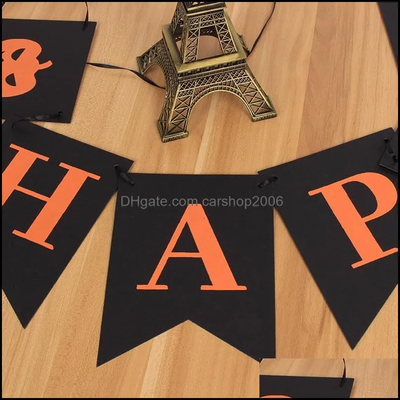 Happy Halloween Banner Flags Decorations Pumpkin Banners Garland Door Garden Photo Props Hanging party Supplies HWB9807