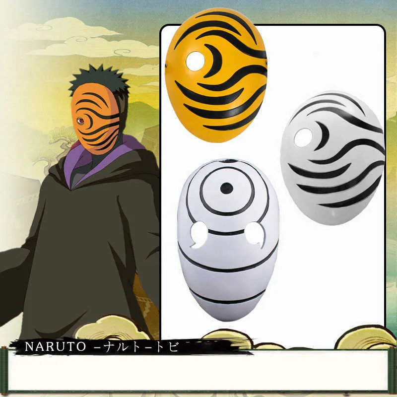 Anime Akatsuki Ninja Tobi Obito Madara Uchiha Cosplay Traje Acessório  Máscara para Halloween X0803