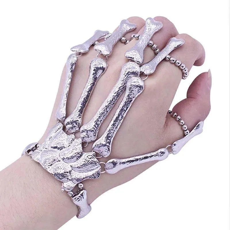 Череп и кольцо с кольцами костей с разворотом с отверстием для браслетов на Хэллоуин