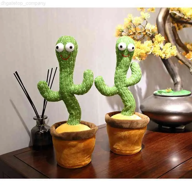 Rolig Dancing Cactus Plush Toy Electronic Shake med 120 Song Cute Dance Succulent Present Ljudinspelning