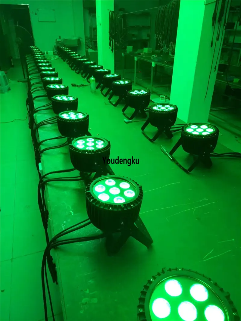 6 piezas boda Led Par Can al aire libre DMX evento fiesta impermeable 7x10w 4in1 rgbw exterior led par uv luz par delgada