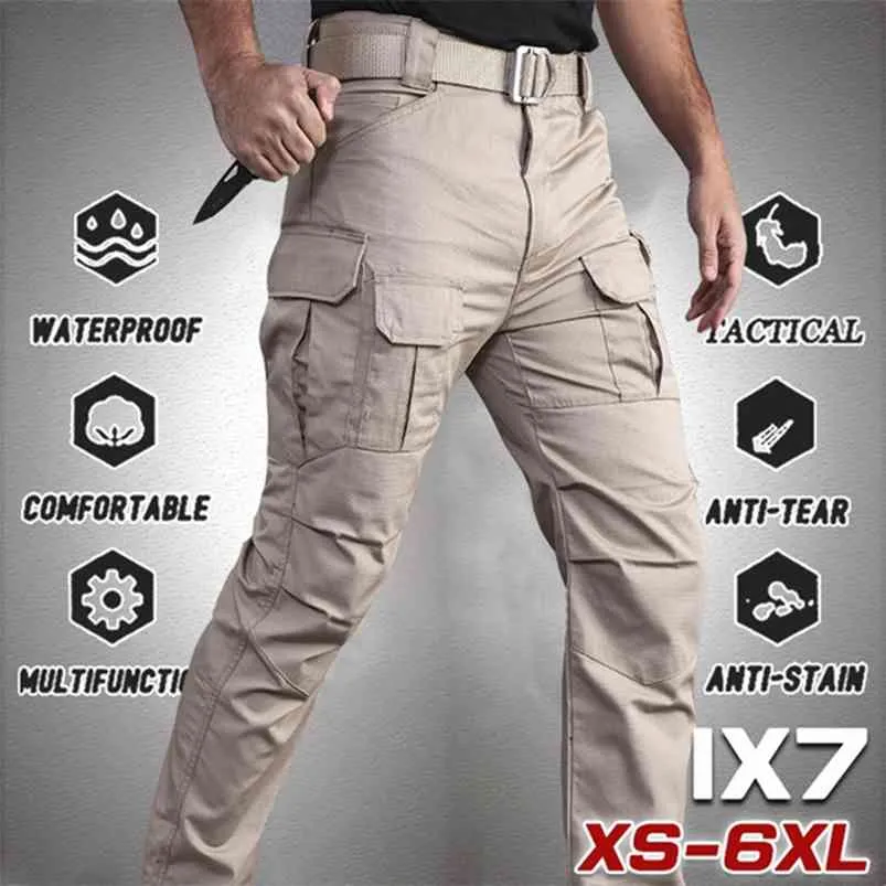 Plus Größe 5XL Cargo Hosen Männer Multi Pocket Outdoor Taktische Jogginghose Militär Armee Wasserdicht Schnell Trocknend Elastische Wanderhose 210715