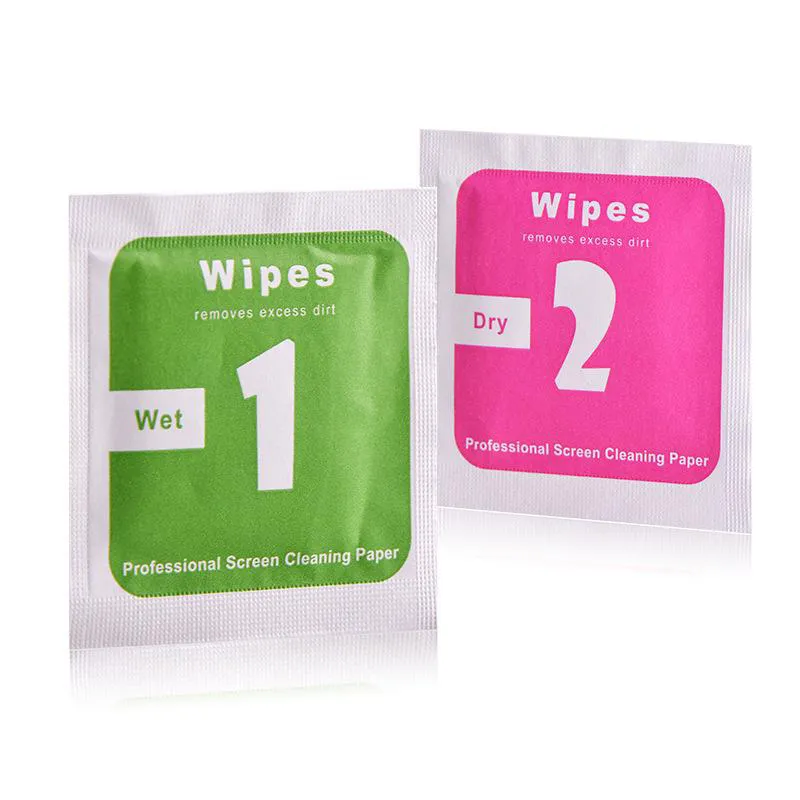 Dry Wet Wipes Alcohol Prep Swap Pad Anti-Dust Gadgets For Universal Phones iPhone 12 13Pro Max 11 XS XR X Samsung Tempered Glass Screen Protector Cleaning Cloth Dust