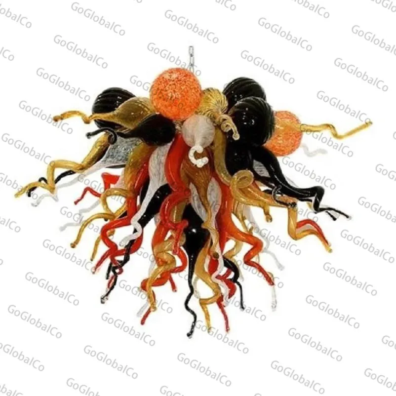 Modern Art Lamp Chandelier Black White Amber Red Color Italian Hand Blown Murano Pendant Lamps Home Decor LED Designed Glass Chandeliers 24 by 20 Inches