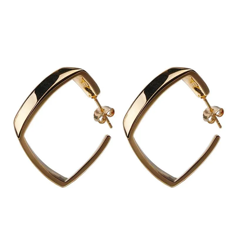 Orecchini geometrici in metallo dorato Hoop Huggie per donna da ufficio, design semplice, orecchini grandi, regalo di gioielli