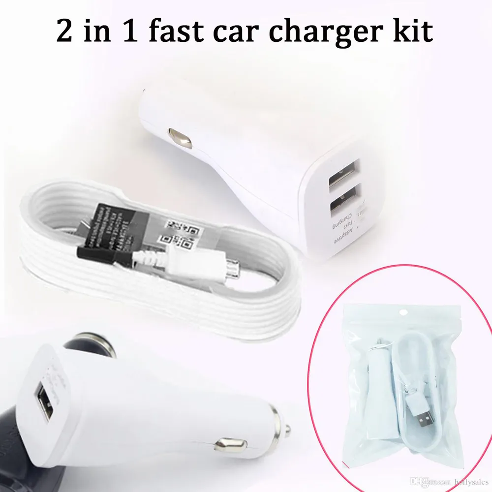 Billaddare sätter 5V2A 9V1.67A Enstaka USB Dual USB-version med 1,2 m 4ft typ C-kabel eller 1,5 m 5ft Micro USB-datakabel