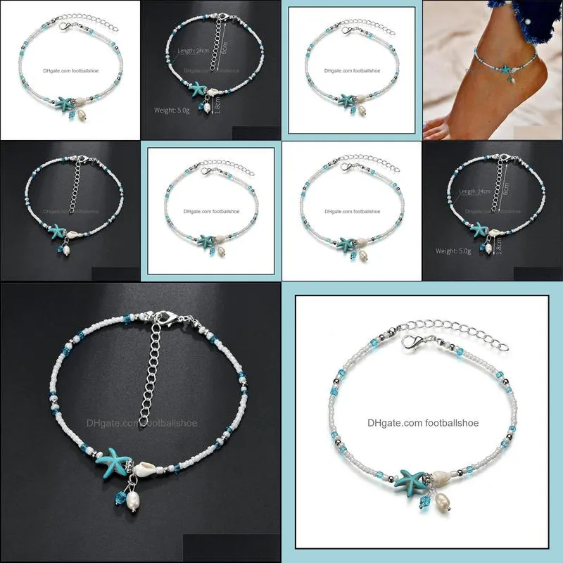 Boho Freshwater Pearl Charm Anklets Women Barefoot Sandals Beads Ankle Bracelet Jewelry