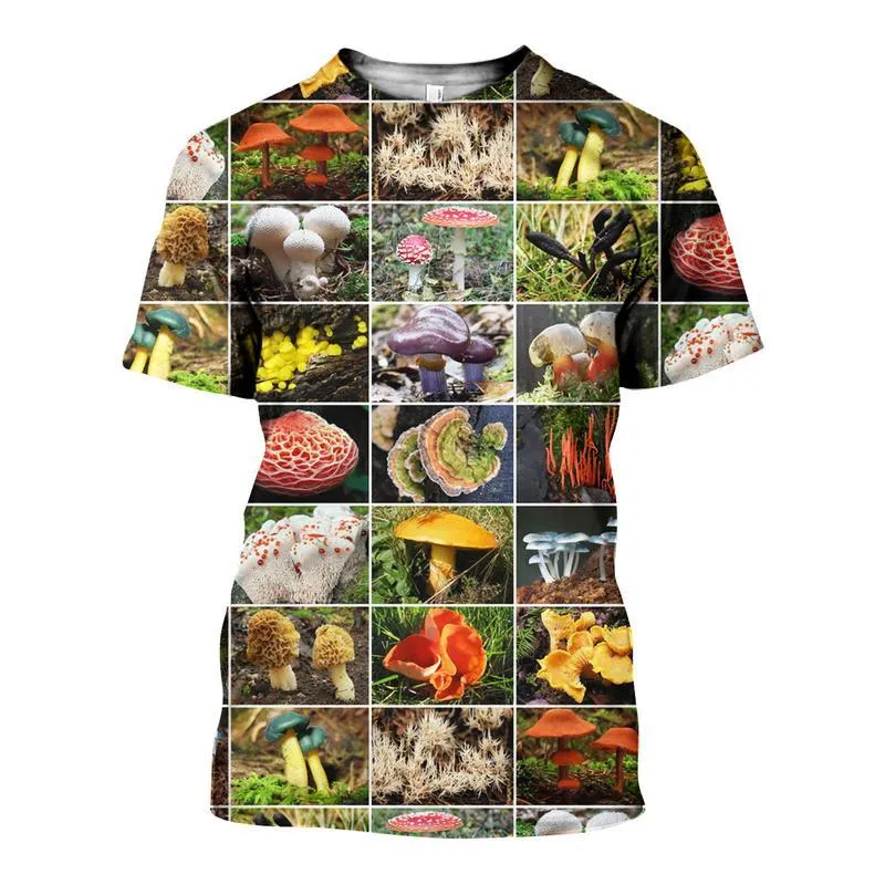 Fashionabla trend lyxiga mångsidiga stiliga män 3D tryckt svamp tee skjorta o-hals stor sommar casual tshirts topps