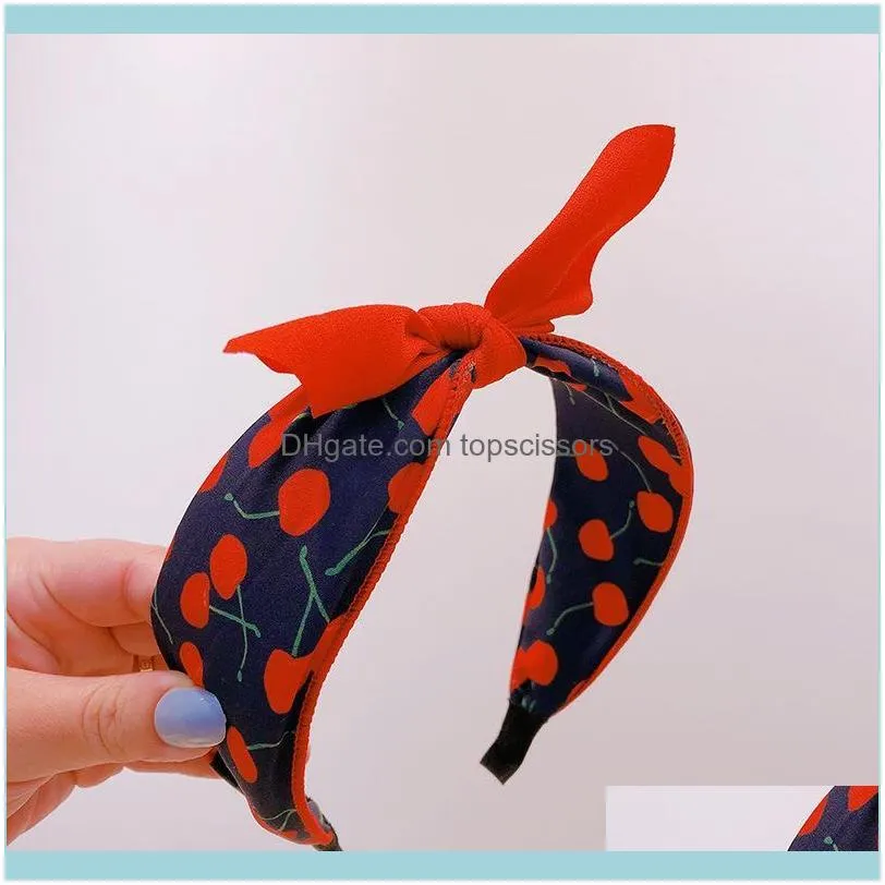 Wholesale 2021 Women Cherry Bow Hairbands Girl`s Cute Headbands Lady`s Headwear Hair Accessories1