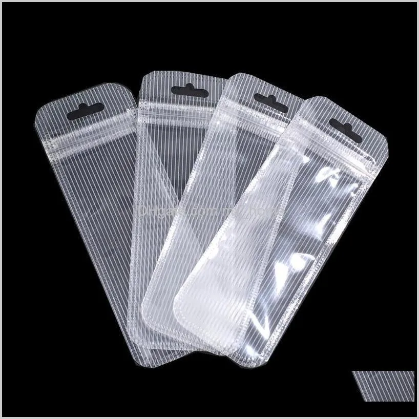 100pcs/lot clear plastic package bag with hang hole self sealable bag electronic accessories storage 5 sizes