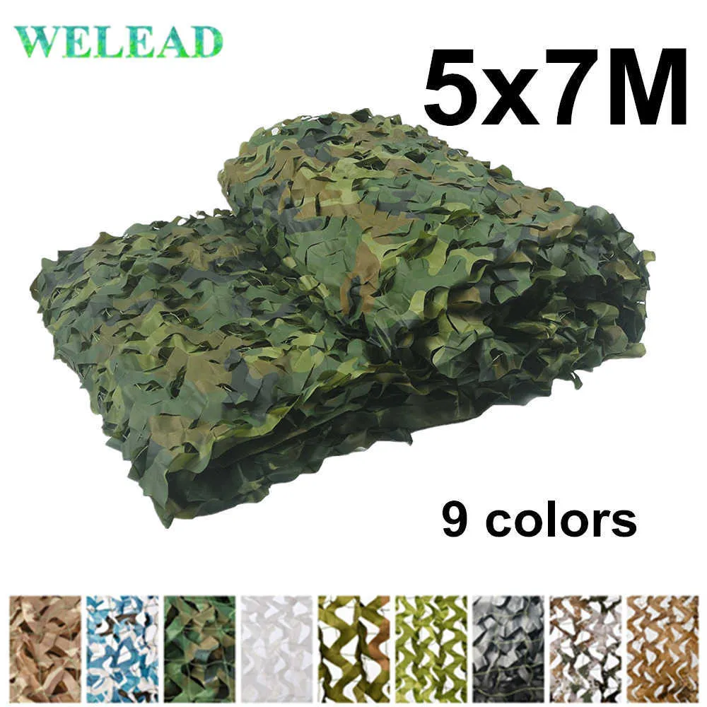 Welead 5x7m Förstärkt militär kamouflage Net Jungle Vit 5x7 7x5 5 * 7 7 * 5m 5 * 7m För Garden Shade Outdoor Awning Dölj Camo Mesh Y0706