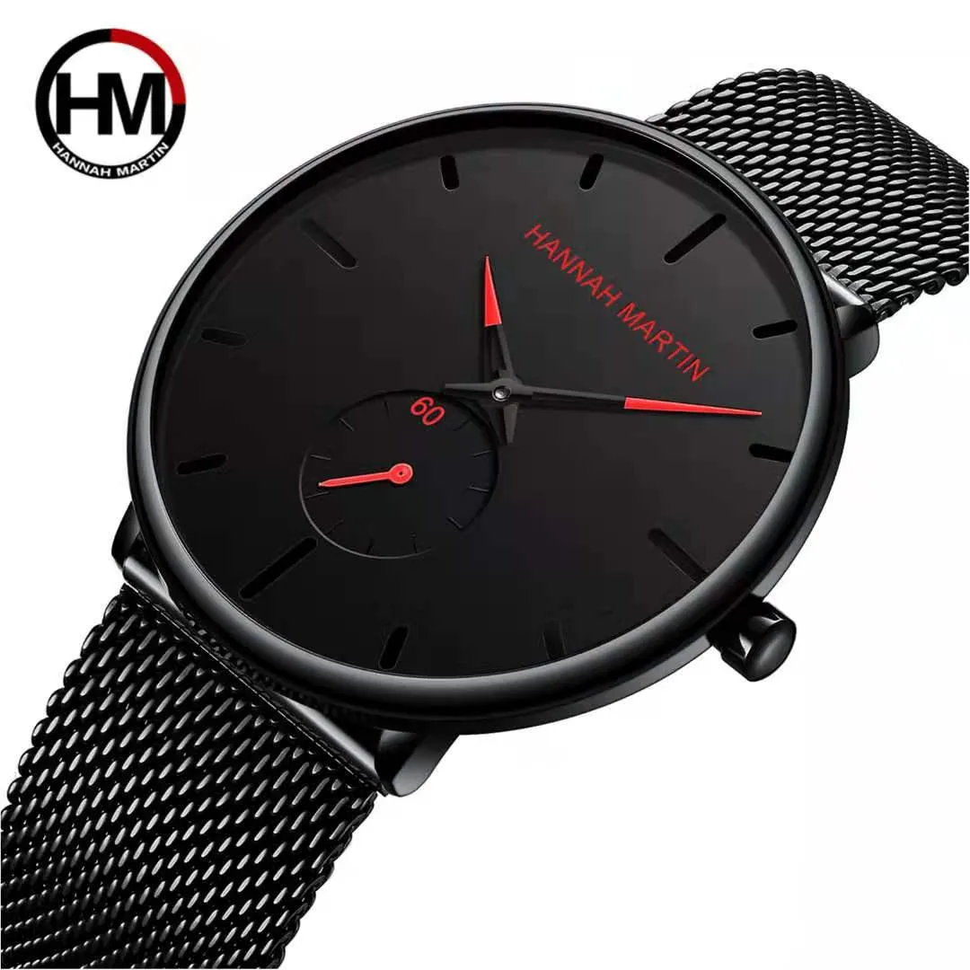 HM men's watches brand Hannah Martin 40mm high-quality women's and fashion template gold watch waterproof 3ATM Montre