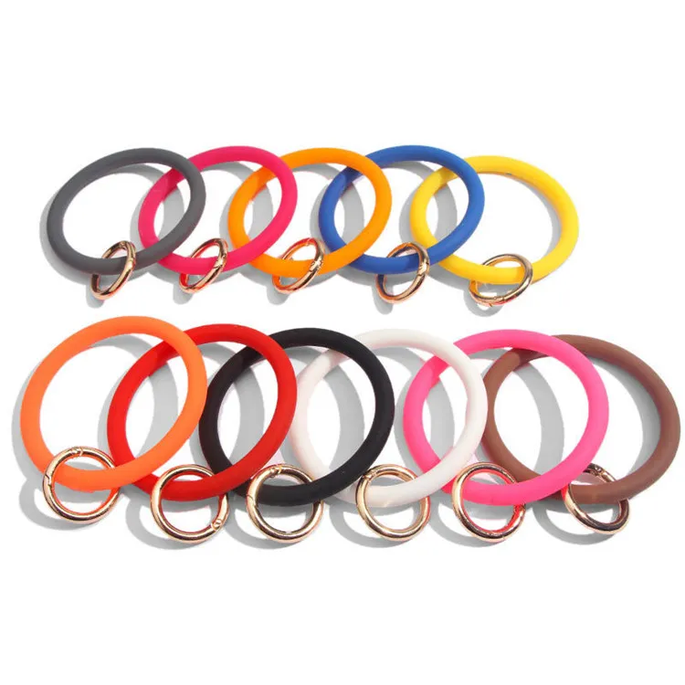 Pulseira de silicone keychain festa festa keyring pulseira livre sua mão diy chaveiros chave chave moda mulheres homens braceletes pulseiras grandes chaves titular