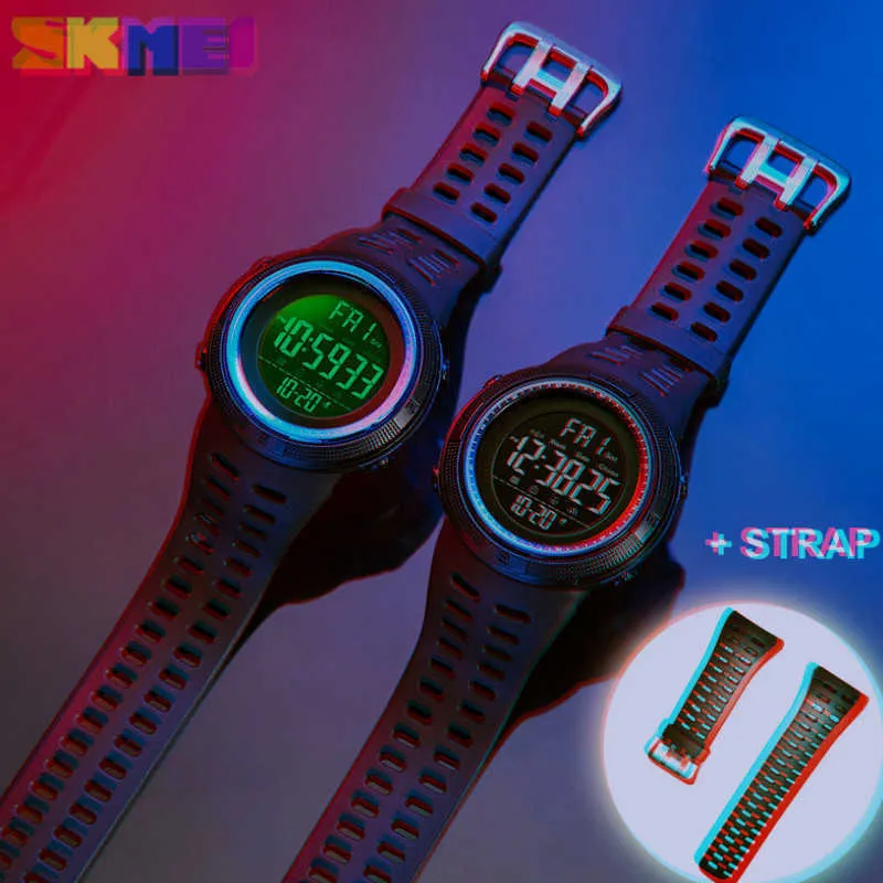 새로운 SKMEI 남성 시계 스포츠 5BAR 방수 LED 남자 디지털 시계 군사 relogio masculino 시계 릴로 jes para hombre + strap g1022