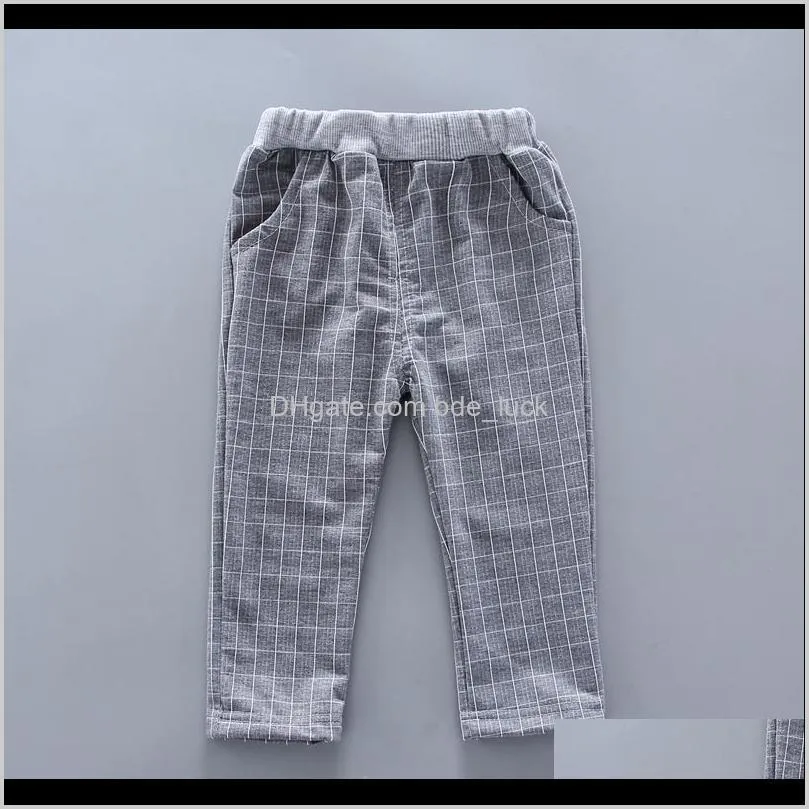 New Baby Boys clothing Sets White Grey shirt+Plaid pants 2pcs Infant toddle Suitskids outwears with tie baby boys clothes
