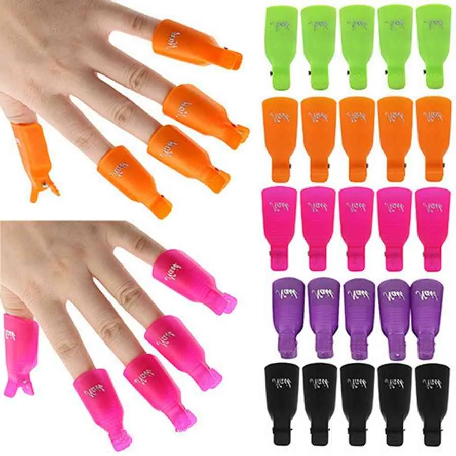 10Ppcs /set Plastic Nail Art Soak Off Cap Clip UV Gel Polish Remover Wrap Tool Nail Art Tips For Fingers Wholesale