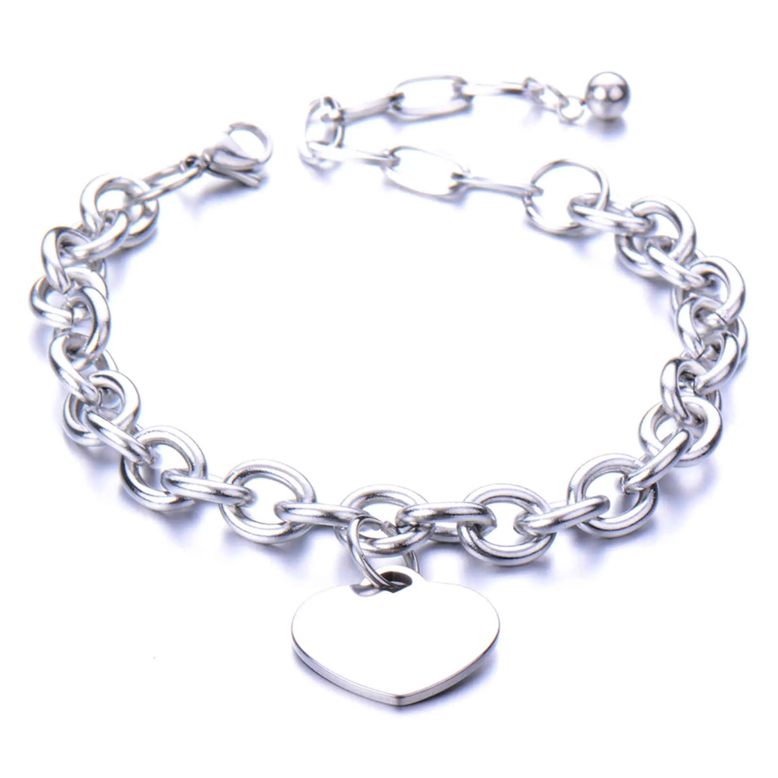 Fashion Stainls Steel Love heart Charm Bracelets&Bangl For Women Chain Charm Bracelet Birthday Party Gift Fashion Jewelry