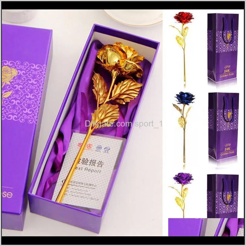 valentine day gifts 24k gold foil rose flower handcrafted handmade dipped long stem lovers wedding for lovers gift lz0046